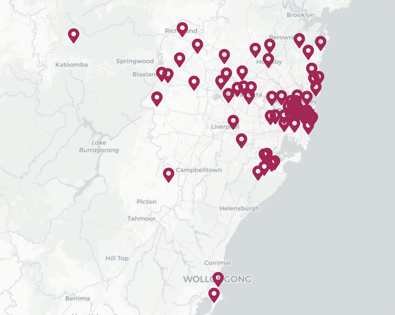 Sydney DJ Bass Sick Locations Map